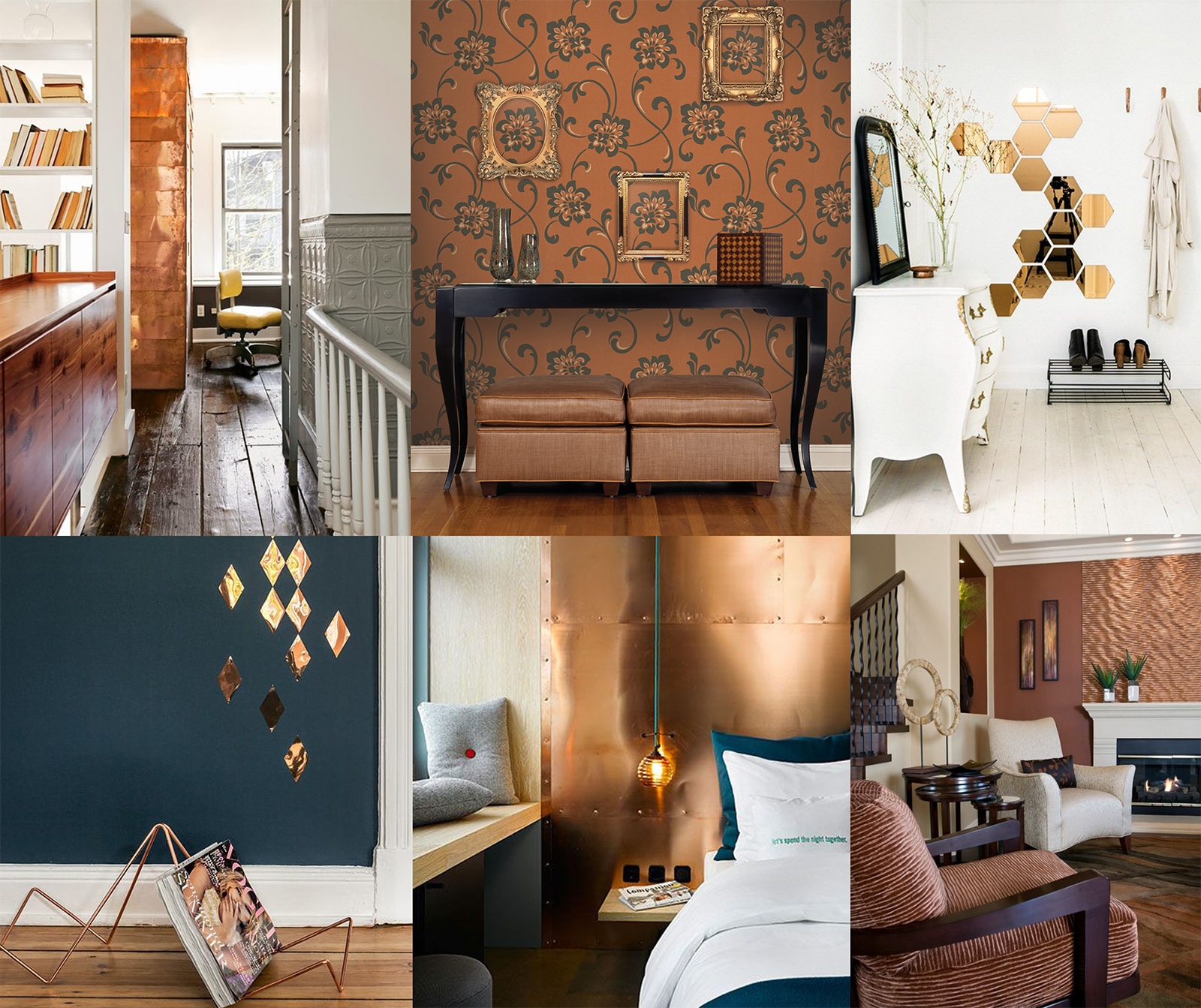 Collage of copper wall accents