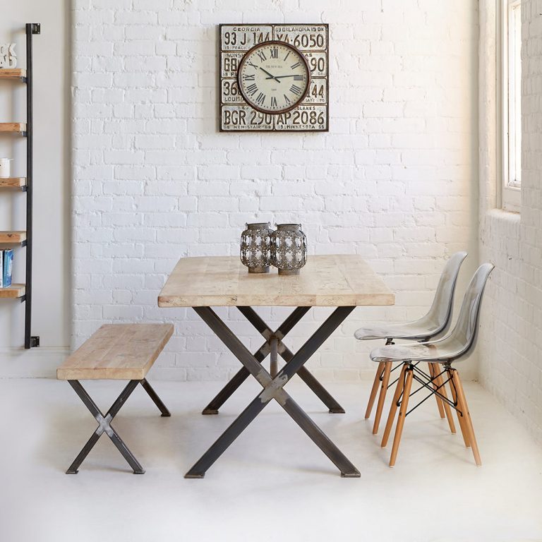 Reclaimed X Frame Bench Heyl Interiors