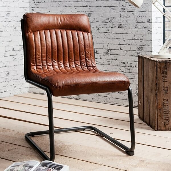 Brown Leather Industry Dining Chair Heyl Interiors
